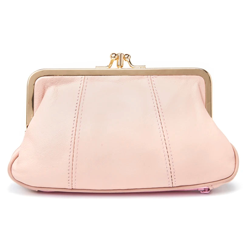 Annmouler Women Coin Purse Genuine Leather Small Size Wallet Soft Sheepskin Change Purse Metal Frame Card Holders Original Bag