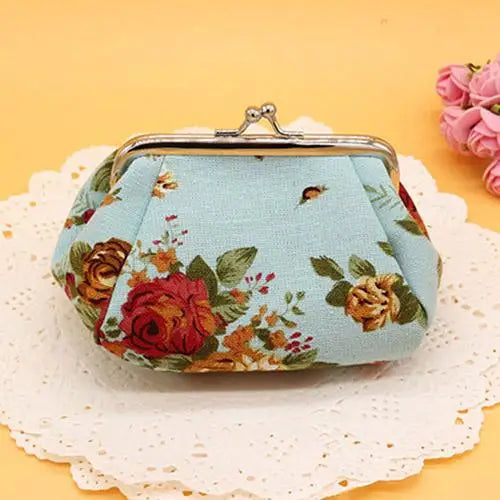 2021 NeW Coin Purses Women Girls  Flower Printed Canvas Wallet Card Holder Coin Purse Clutch girls Handbag Bag Zipper Coin Purse