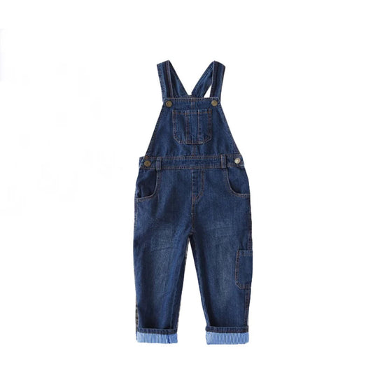 Kids Classic Denim Overalls – Unisex Straight Leg Jeans Dungarees for Boys & Girls (Ages 7–13)