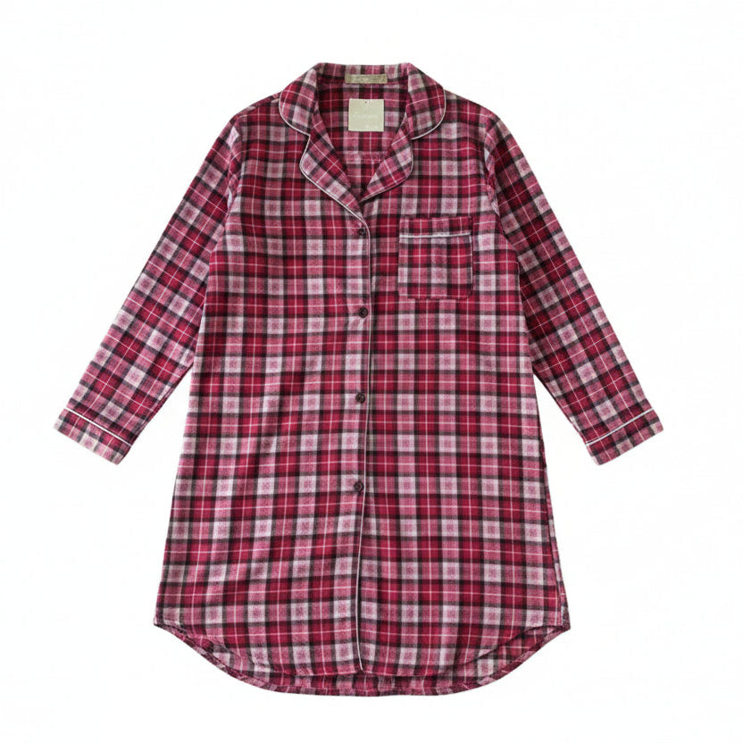 Red and white checkered nightshirt, nightgown on a white background