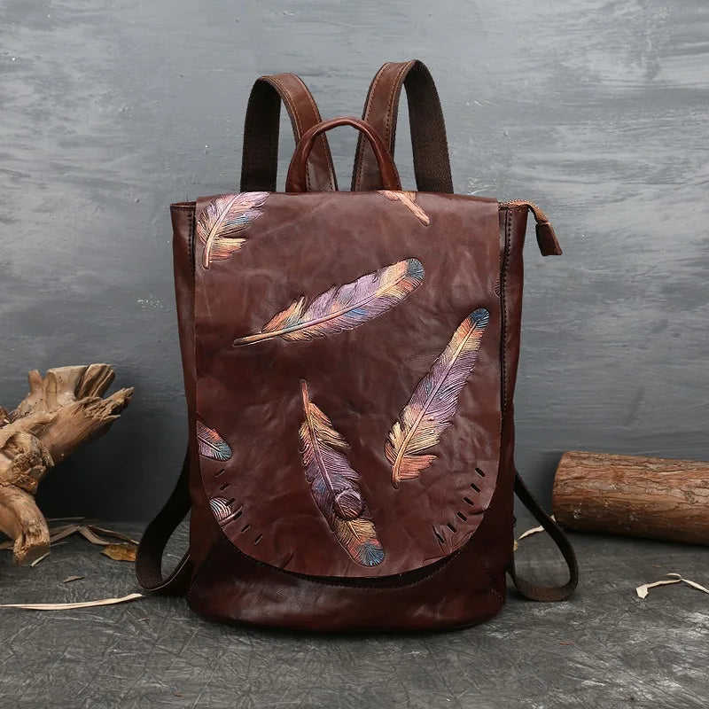 Nesitu Highend Vintage A4 Coffee Brown Black Full Grain Genuine Leather Women Backpack Cowhide Girl Female Travel Bag M8703