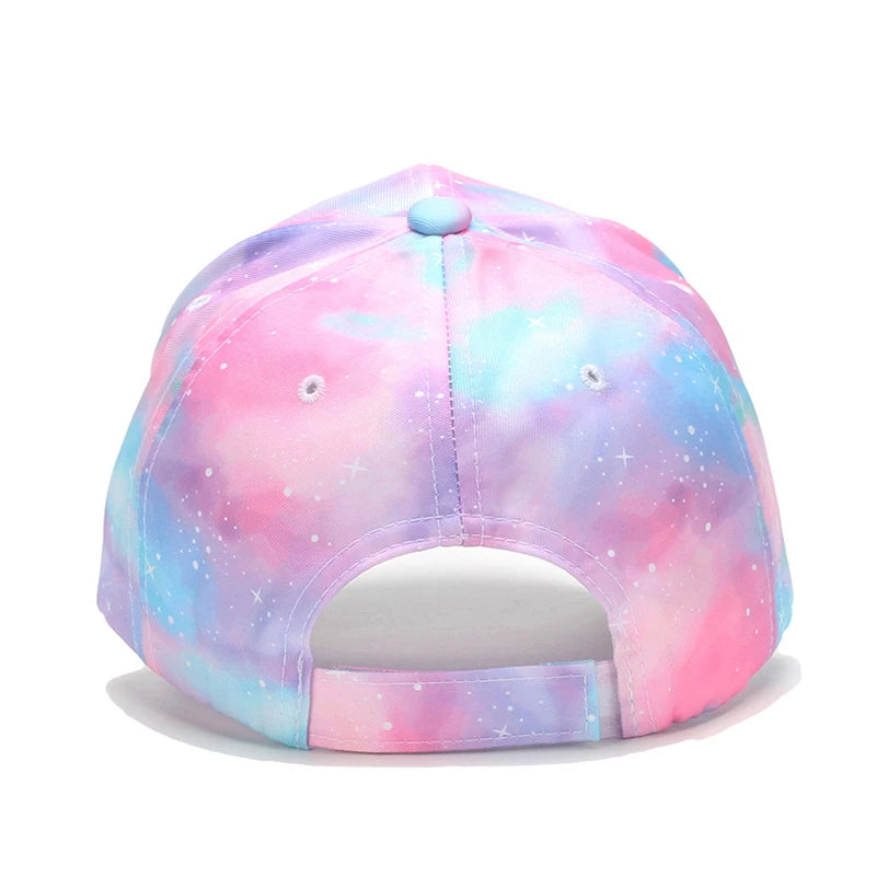 Child's Sherbet Colors Tie-dye w Starry Sprinkles Print Adjustable Baseball Cap