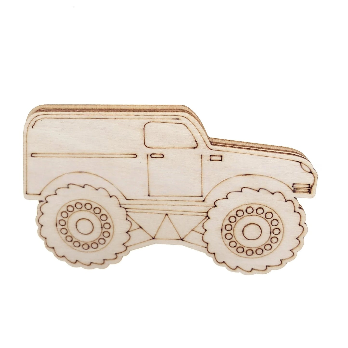 12pcs Unfinished Wood Monster Truck Cutouts, Wooden Craft Shapes