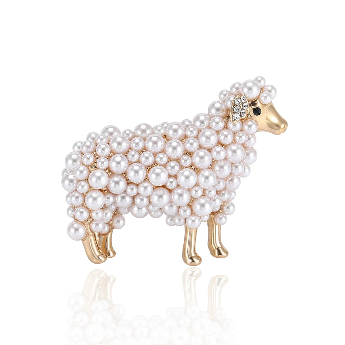 Rhinestone Sheep Brooch – Vintage-Inspired Farm Animal Pin