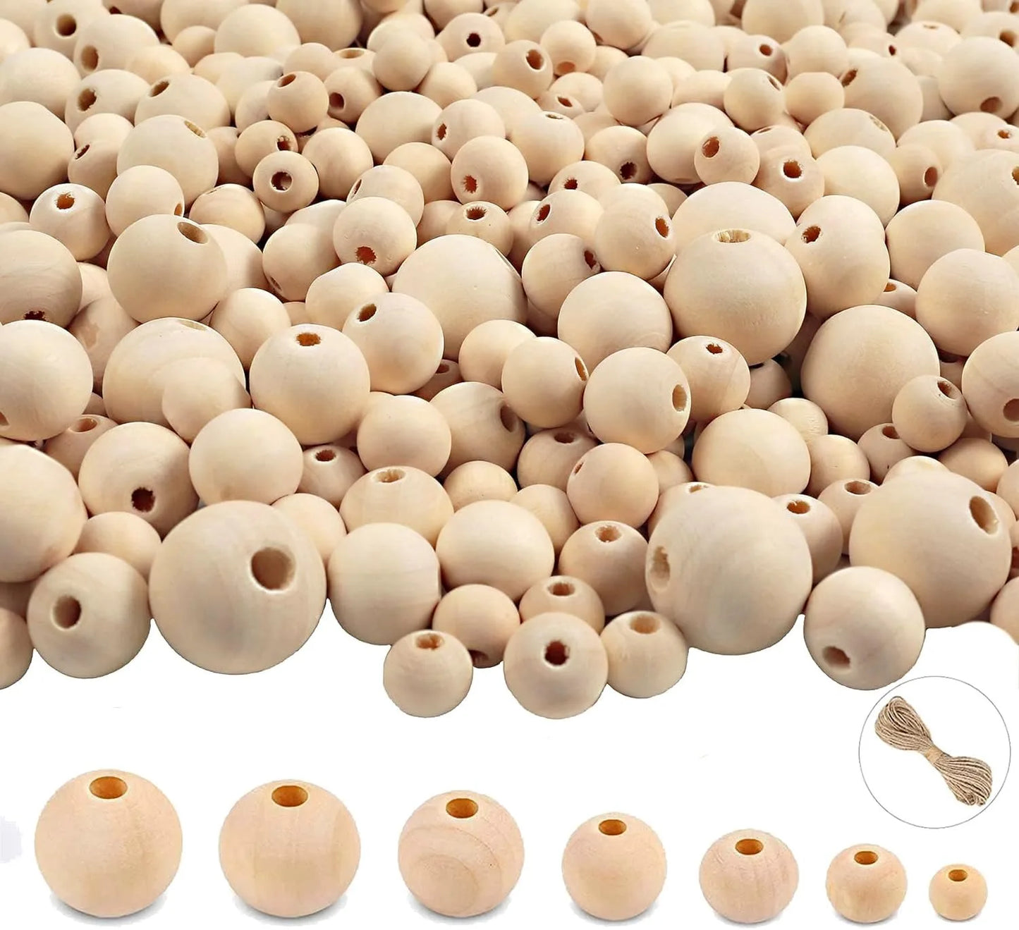 100pcs Wooden Beads for Crafts Unfinished Natural Wood Bead for Garland Macrame Jewelry Making DIY Farmhouse Decor
