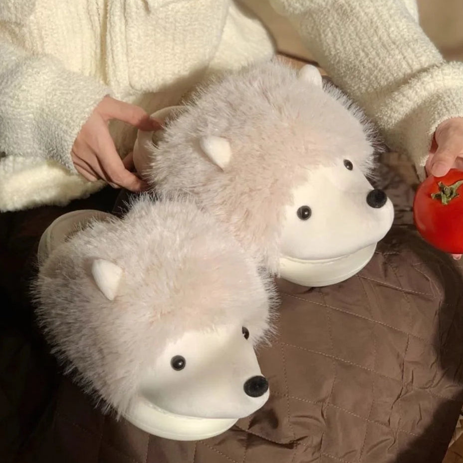 Fuzzy Hedgehog Soft and Warm Slip-on House Shoes, Slippers