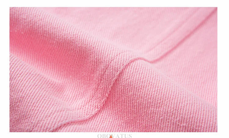 Pink Denim-Style Vest – Beaded Accents (Ages 7-13)