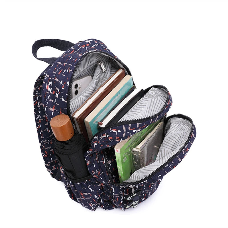 TEGAOTE High Quality Nylon Flower Pattern Fashion Casual A4 Girl Boy Women Men Schoolbag Backpack Lightweight Travel Bag M1318