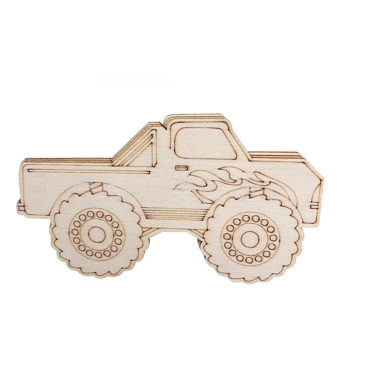 12pcs Unfinished Wood Monster Truck Cutouts, Wooden Craft Shapes