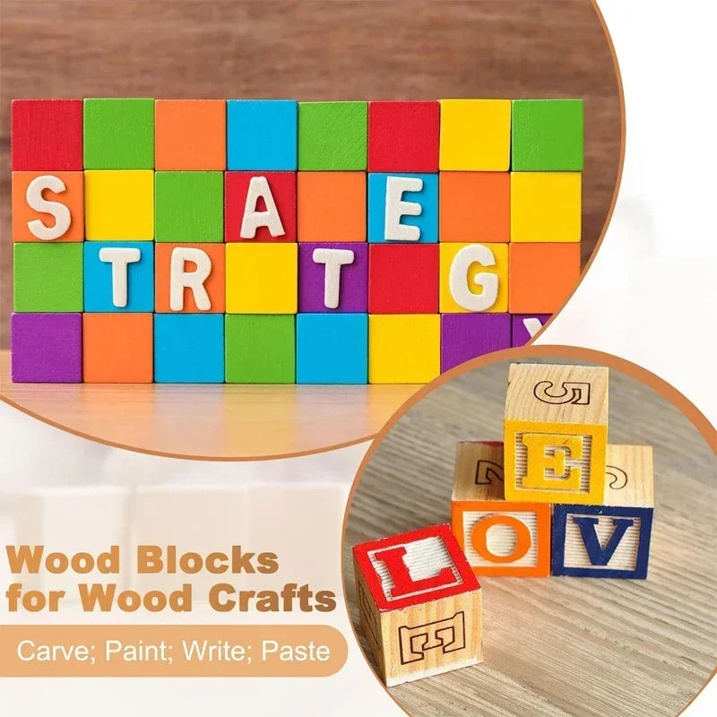 Unfinished Wood Blocks for Crafts, Wood Cubes for Crafts, Decorations