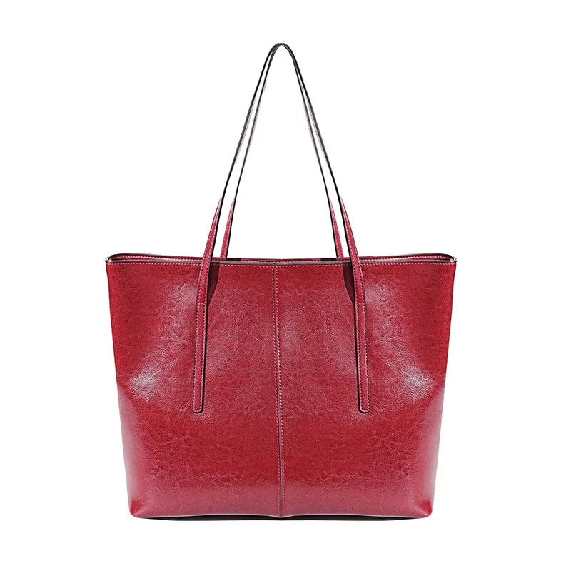 2025 New Coffee Women Handbag 100% Genuine Leather Ladies Shoulder Purse Ladies Black Tote Bag Large Capacity Shopper Bags Brown