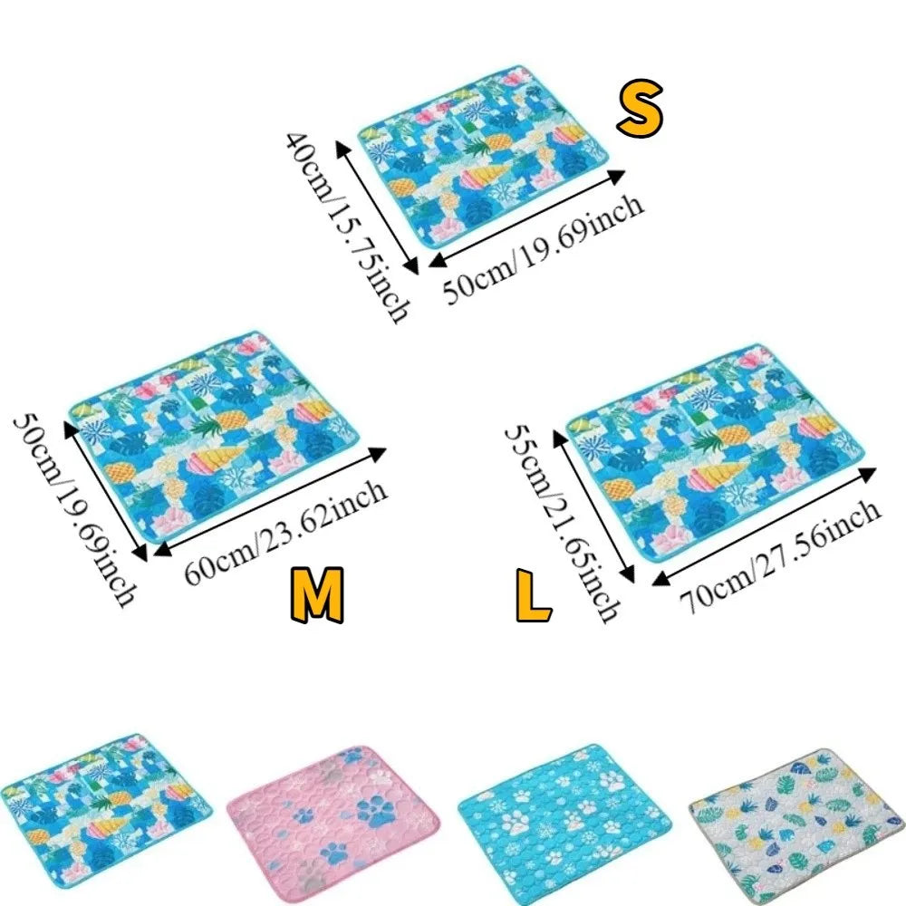 Cat Cold Bed Breathable Dog Cooling Pad Nonslip Comfortable Ice Cushion Soft Ice Silk Pad Dog Sleeping Mat Kennel