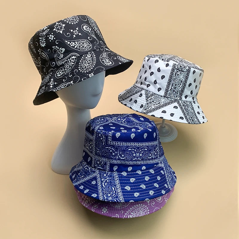 Bandanna Print Bucket Hat, Country-style Sun Hat