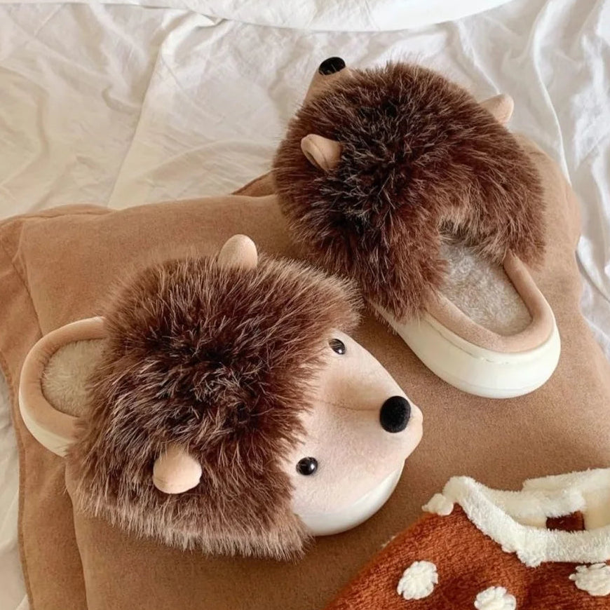 Fuzzy Hedgehog Soft and Warm Slip-on House Shoes, Slippers