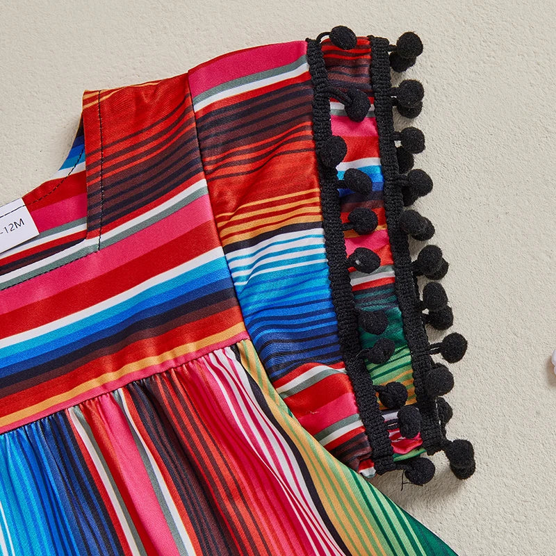 Southwest Serape Stripe Baby & Toddler Dress – Colorful Boho Fiesta & Easter Outfit