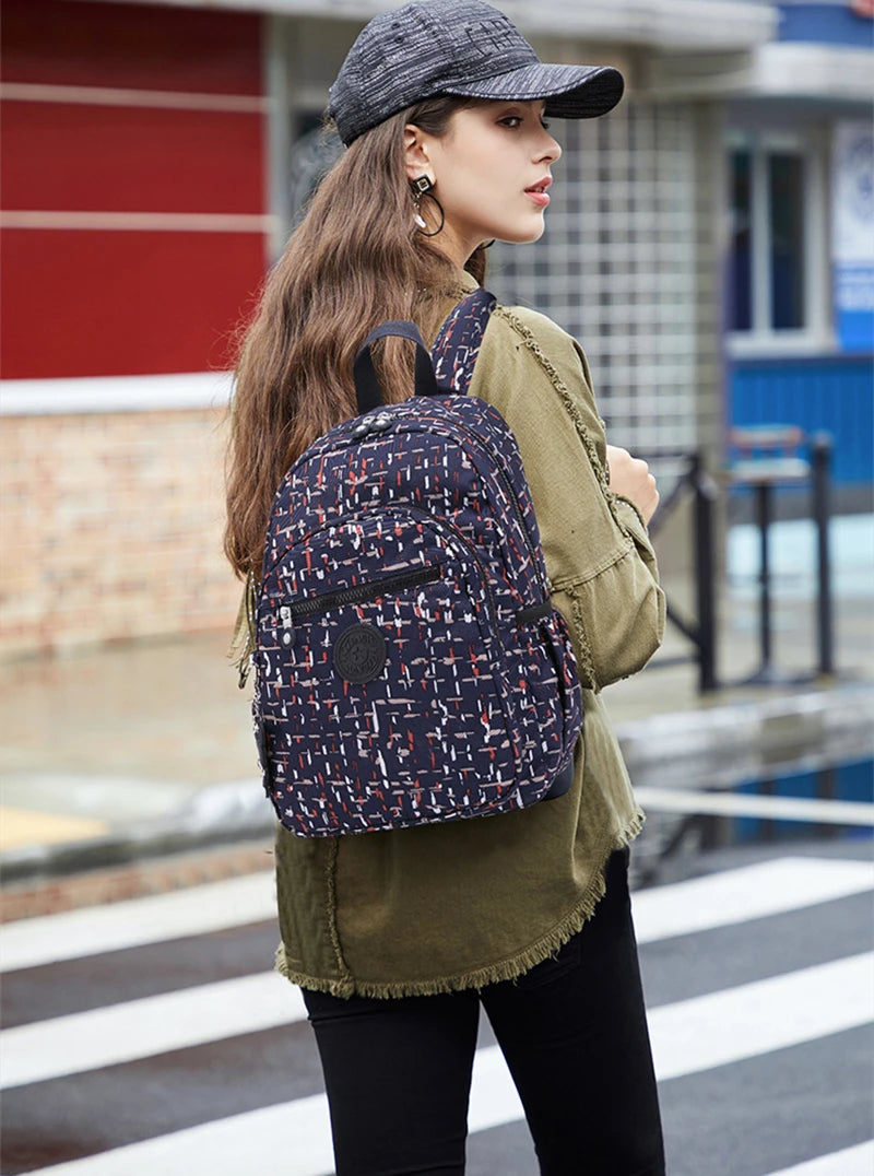 TEGAOTE High Quality Nylon Flower Pattern Fashion Casual A4 Girl Boy Women Men Schoolbag Backpack Lightweight Travel Bag M1318