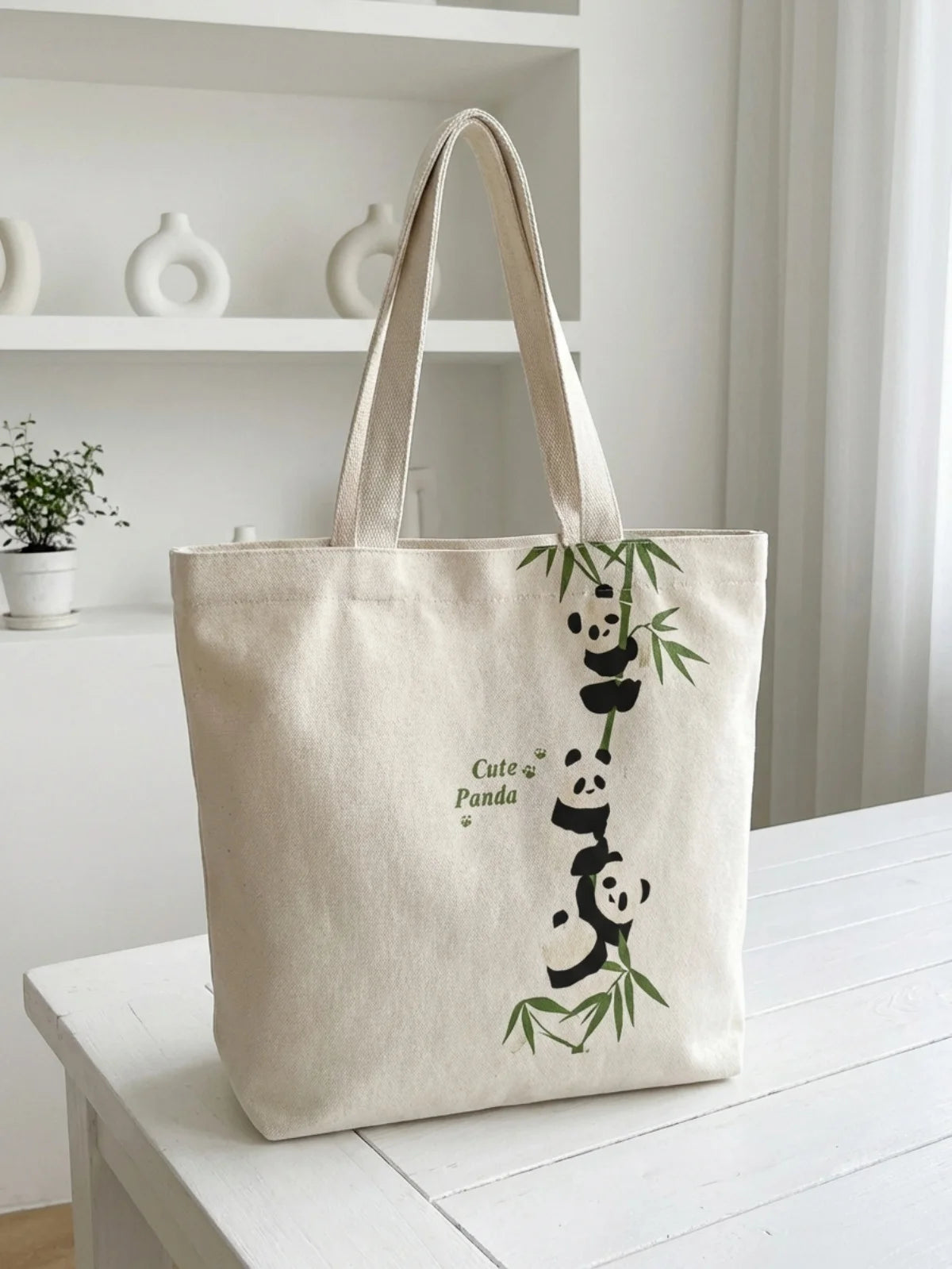 Animal print large capacity women's handbag, canvas shoulder bag, casual commuting shopping bag