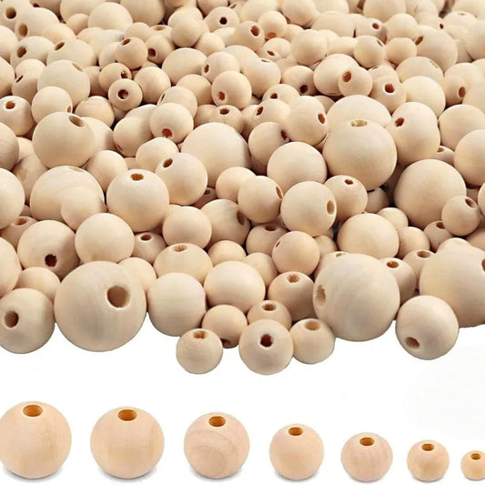 100pcs Wooden Beads for Crafts Unfinished Natural Wood Bead for Garland Macrame Jewelry Making DIY Farmhouse Decor
