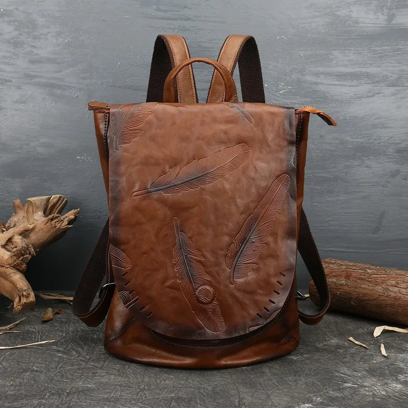 Nesitu Highend Vintage A4 Coffee Brown Black Full Grain Genuine Leather Women Backpack Cowhide Girl Female Travel Bag M8703