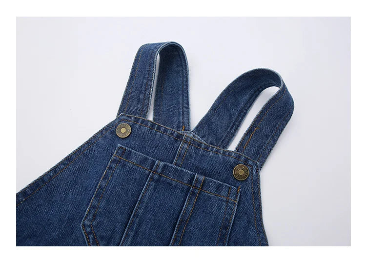 Kids Classic Denim Overalls – Unisex Straight Leg Jeans Dungarees for Boys & Girls (Ages 7–13)