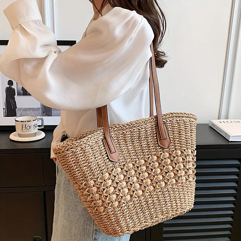 New Bohemia Women's Shoulder Bags Large Capacity Summer Basket Straw Bag For Women Travel Beach Bag