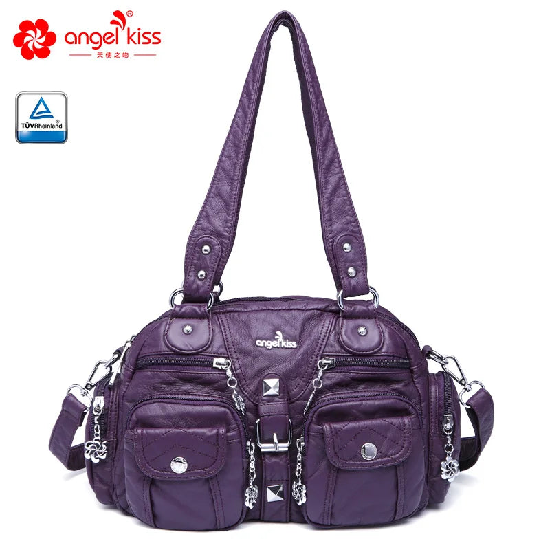 Angelkiss Women Handbags Satchel Top-handle Handbag PU Shoulder Bag Dumpling Pack Give Gifts Shoulder Bags Phone Money Pack