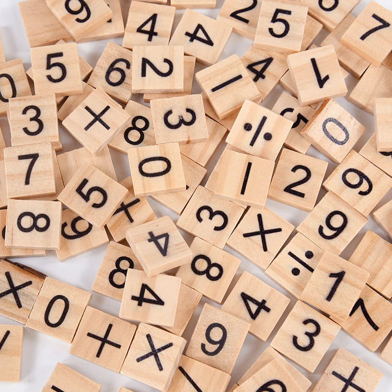 100Pcs Wood Letter Tiles Alphabet Word Game Pieces, Number Tiles for Crafts, Education, Home School