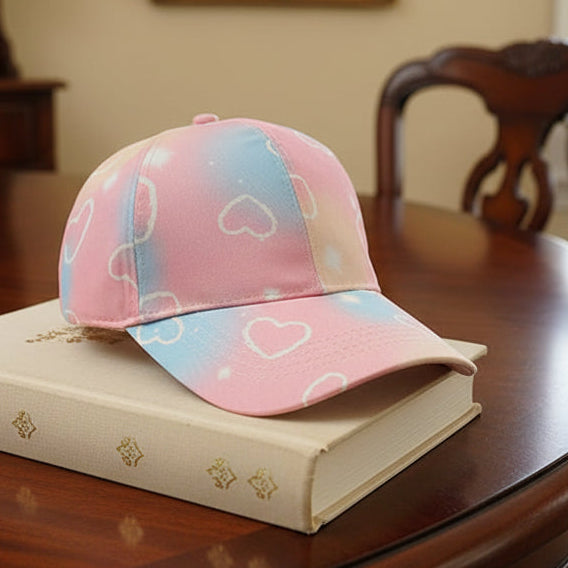 Child's Tie-dye Heart Print Adjustable Baseball Cap