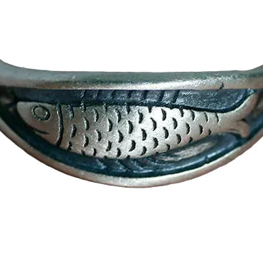 Vintage-Style Adjustable Raised Fish Design Ring – 925 Sterling Silver