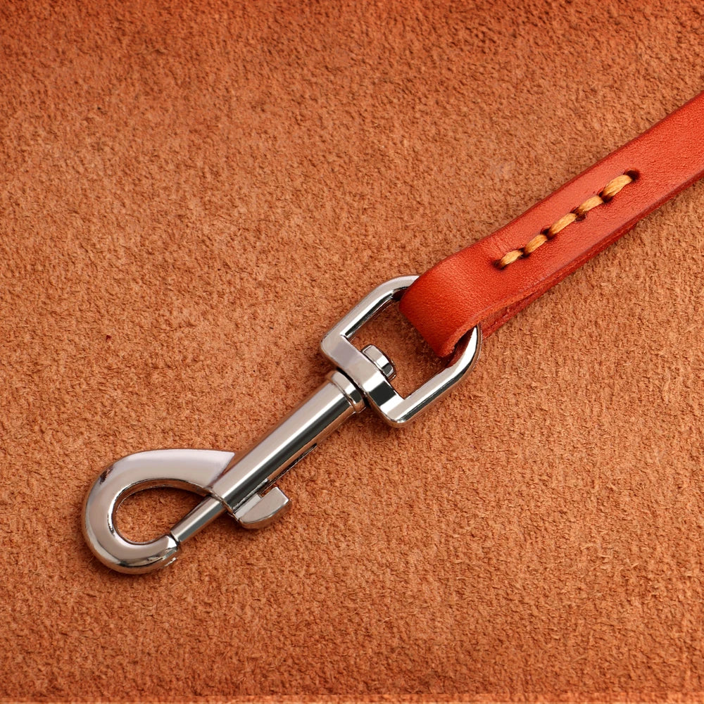 Genuine Leather Pet Collar plus Leash Set