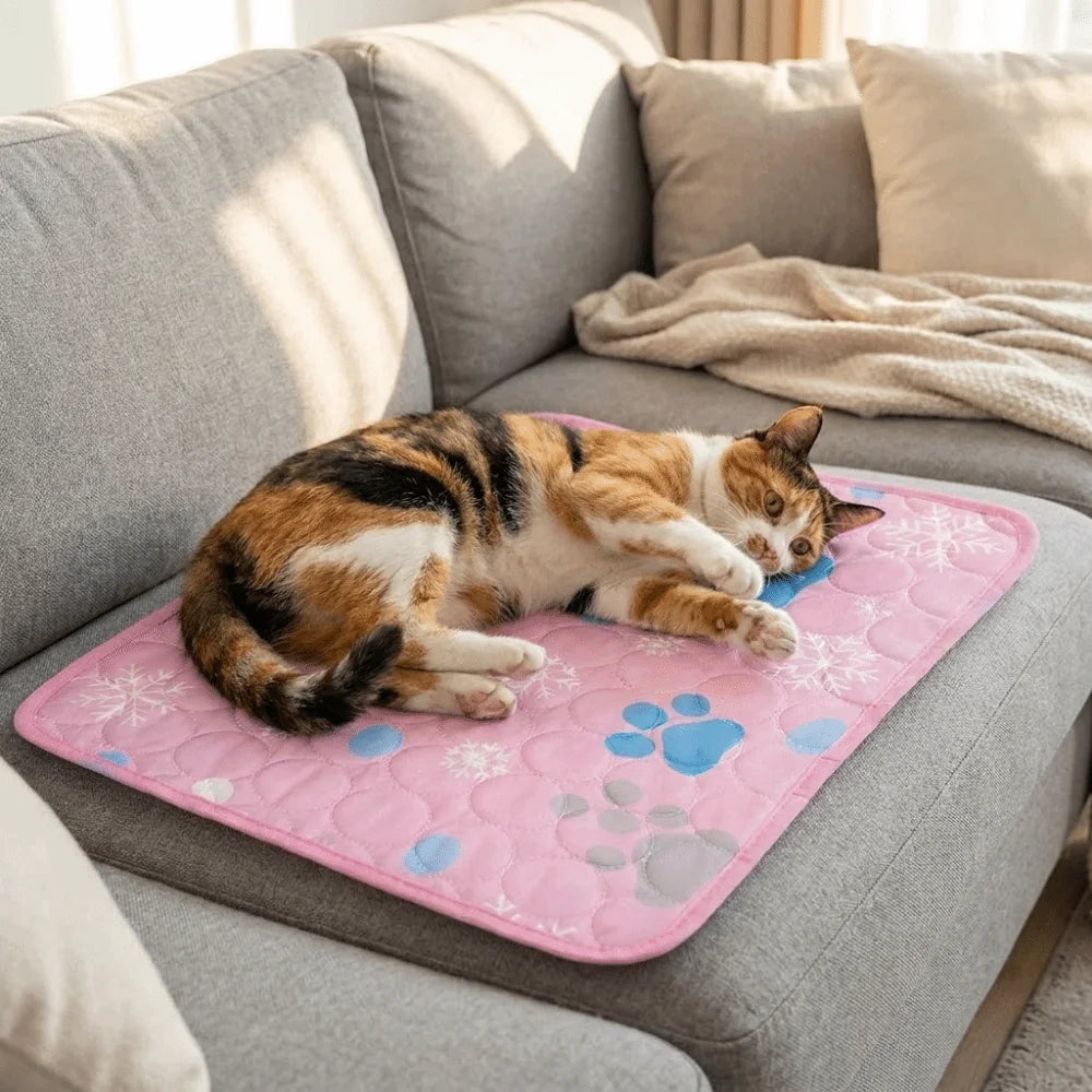 Cat Cold Bed Breathable Dog Cooling Pad Nonslip Comfortable Ice Cushion Soft Ice Silk Pad Dog Sleeping Mat Kennel