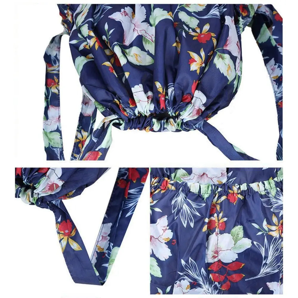 Multifunctional Floral Printed Drawstring Bag Polyester Waterproof Backpacks Fold Sports Travel Bag Teenage Girls