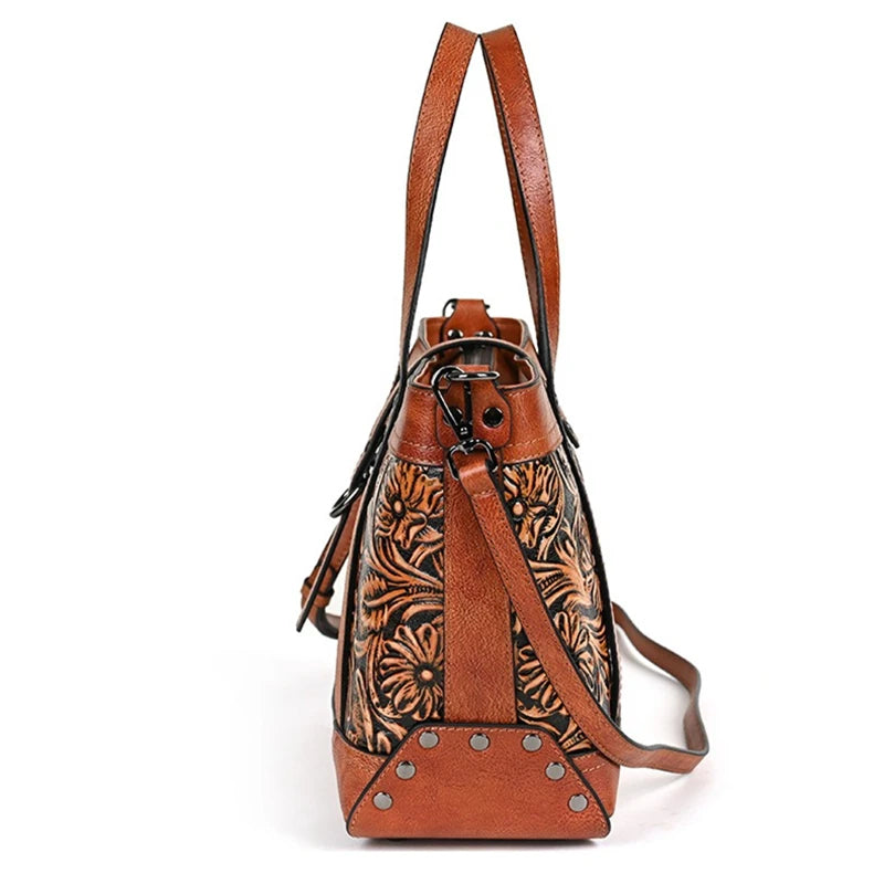Nesitu Quality Vintage A4 Full Grain Genuine Leather Women Handbag Cowhide Shoulder Messenger Bag Purse Brown Coffee Black M3010