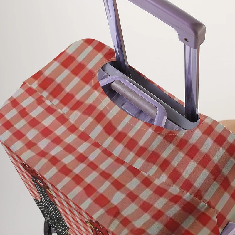 Polka dot hen red and white checkered pattern luggage protection cover, suitable for 18-32 inch luggage covers, luggage handle g