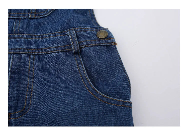 Kids Classic Denim Overalls – Unisex Straight Leg Jeans Dungarees for Boys & Girls (Ages 7–13)