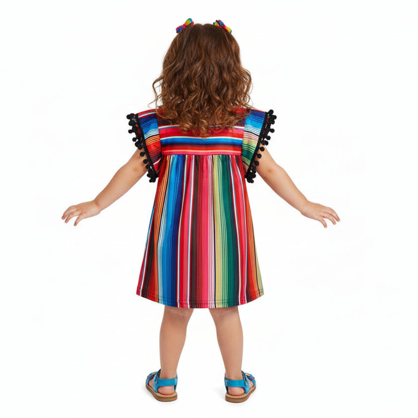 Southwest Serape Stripe Baby & Toddler Dress – Colorful Boho Fiesta & Easter Outfit