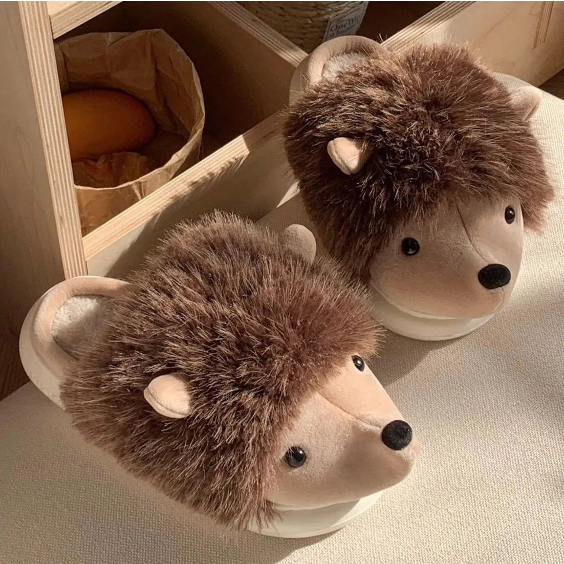 Fuzzy Hedgehog Soft and Warm Slip-on House Shoes, Slippers