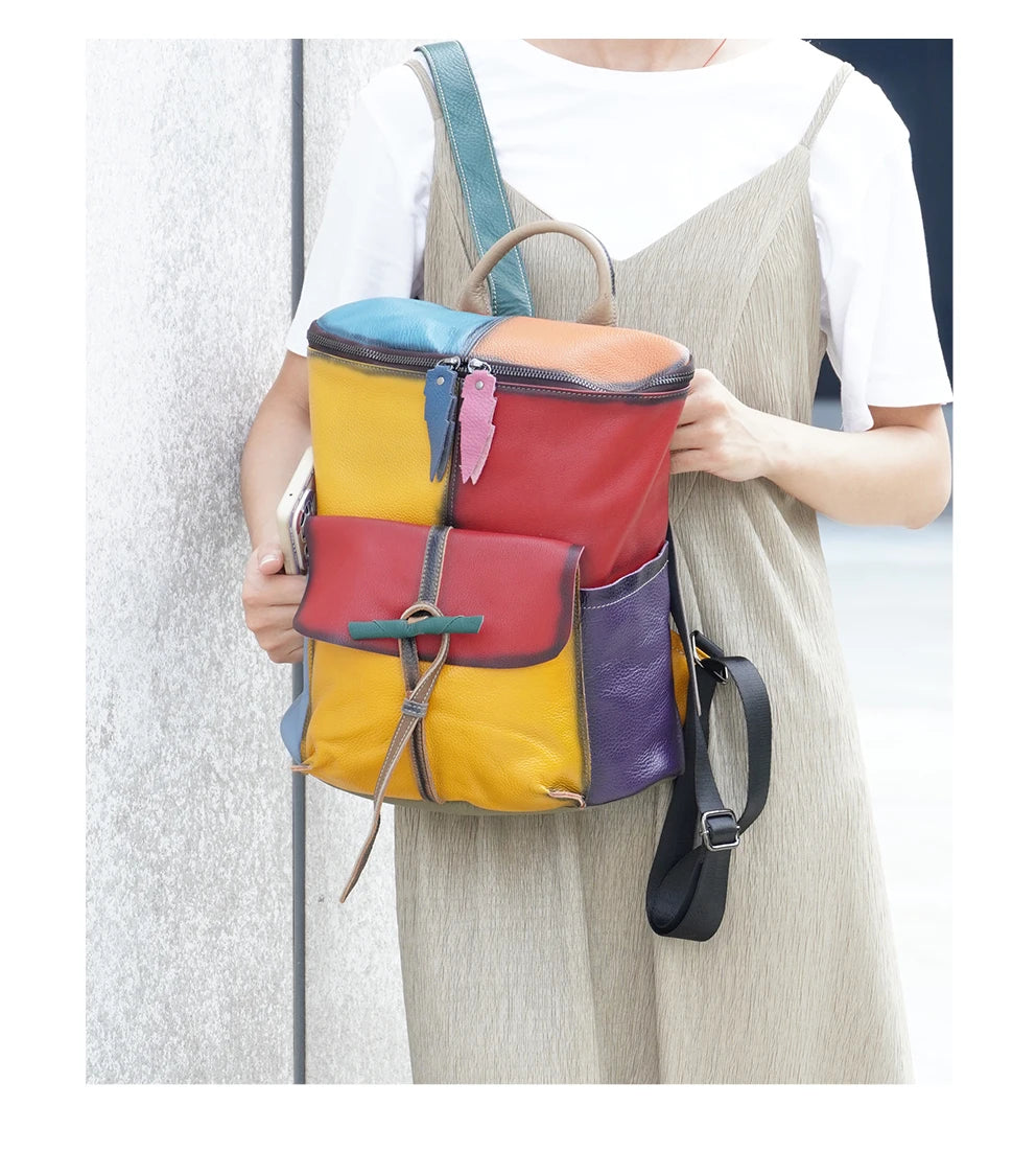 Zency Women's Soft Cow Leather Backpack Large Capacity Rucksack Knapsack New 2024 Fashion Designer Bookbags Back Pack PurseBolsa