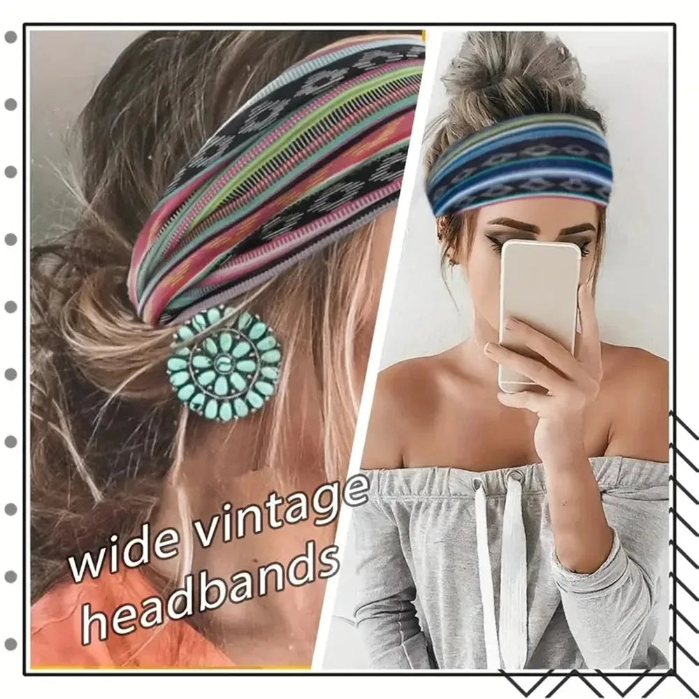 Wide Elastic Cotton Headband – Colorful Stripes, Cute Country Style