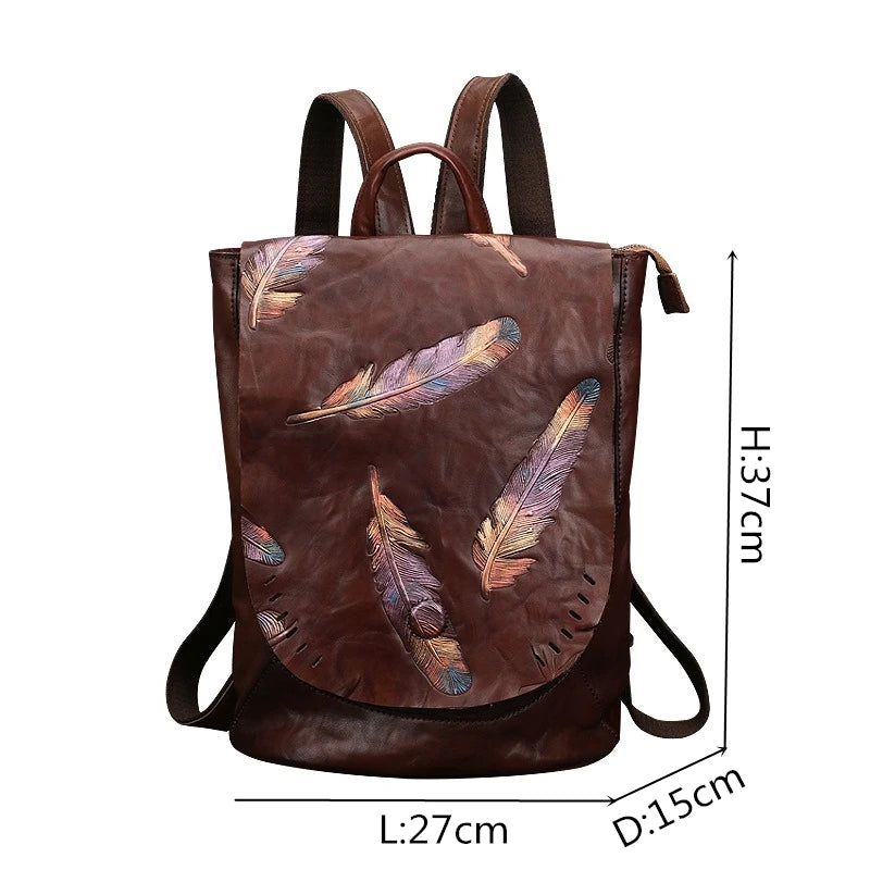 Nesitu Highend Vintage A4 Coffee Brown Black Full Grain Genuine Leather Women Backpack Cowhide Girl Female Travel Bag M8703