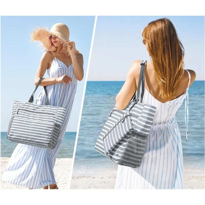Beach Tote Bag Waterproof Foldable Large Capacity Lightweight Portable Travel Storage Bag for Outdoor Swimming Vacation M0251