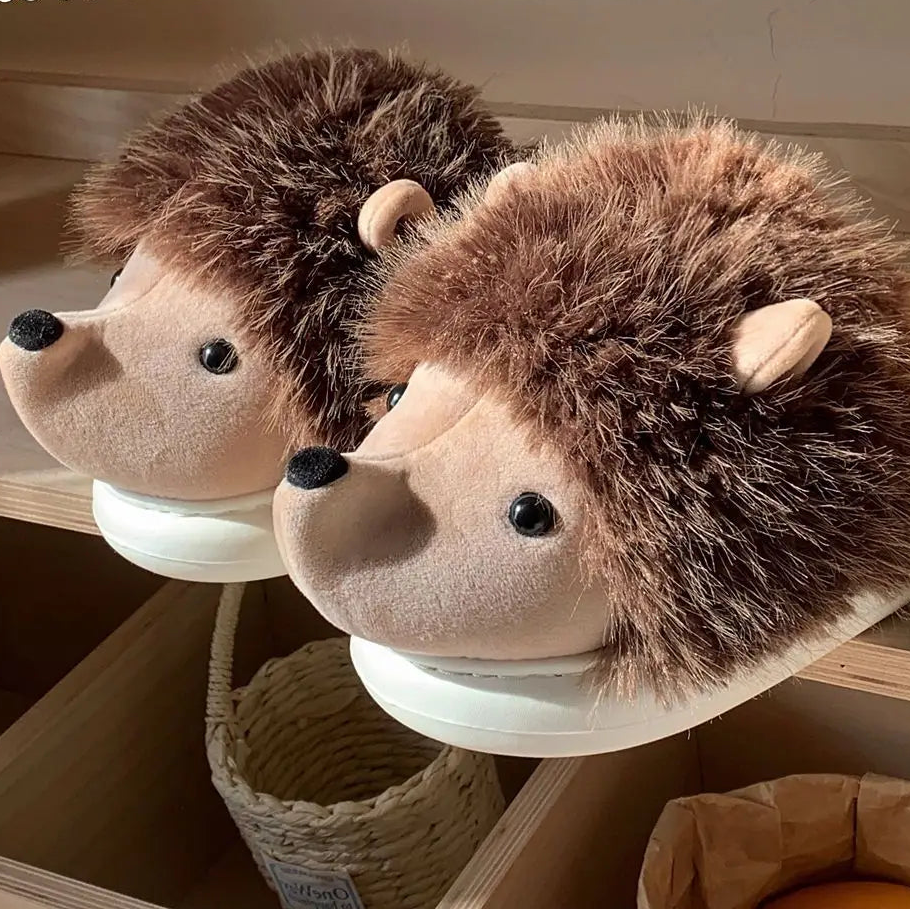 Fuzzy Hedgehog Soft and Warm Slip-on House Shoes, Slippers