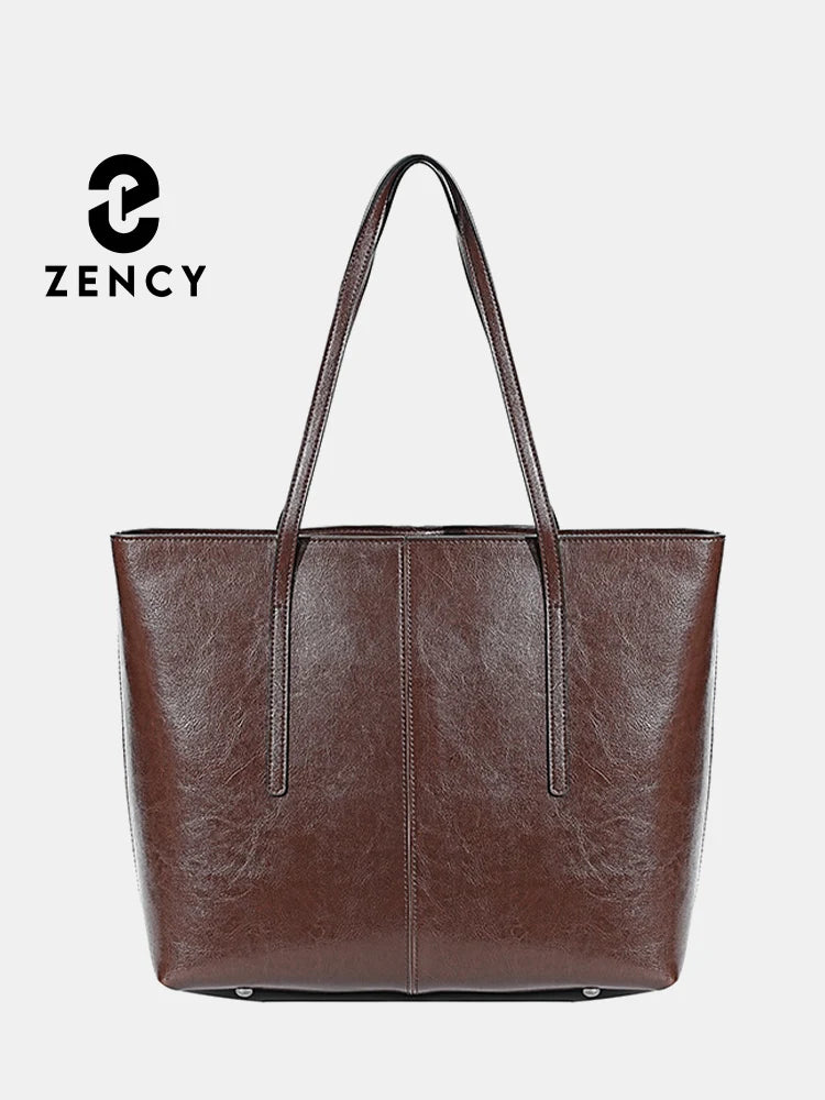 2025 New Coffee Women Handbag 100% Genuine Leather Ladies Shoulder Purse Ladies Black Tote Bag Large Capacity Shopper Bags Brown