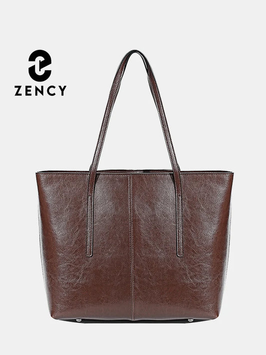 2025 New Coffee Women Handbag 100% Genuine Leather Ladies Shoulder Purse Ladies Black Tote Bag Large Capacity Shopper Bags Brown