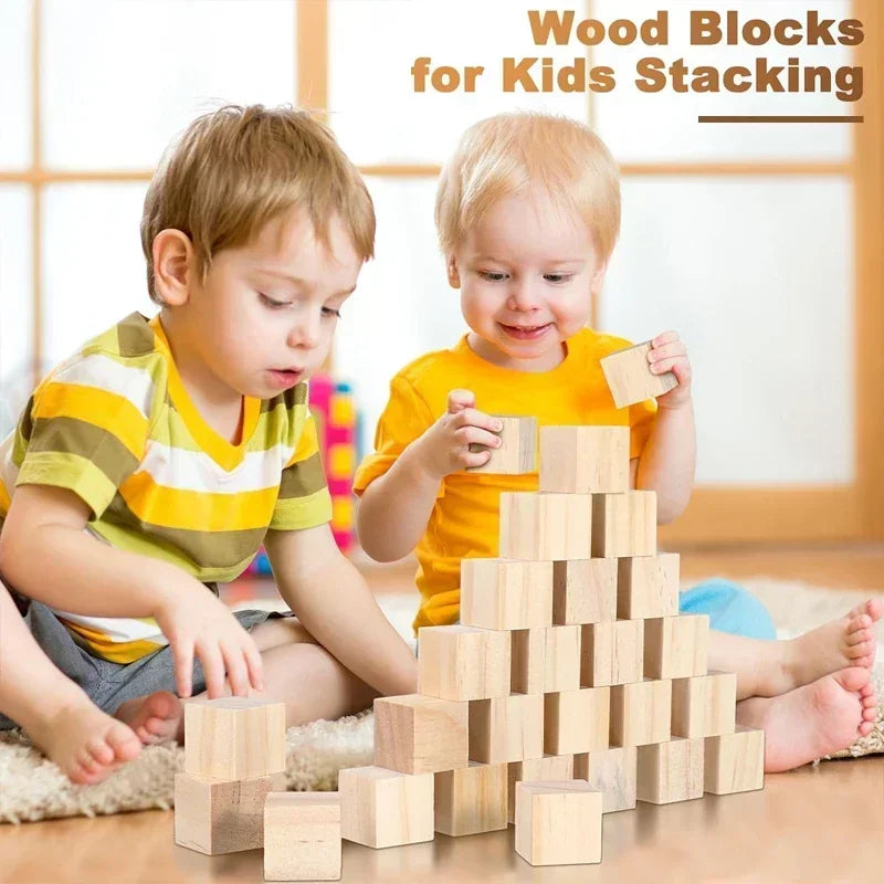 Unfinished Wood Blocks for Crafts, Wood Cubes for Crafts, Decorations
