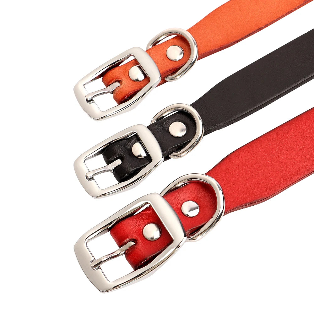 Genuine Leather Pet Collar plus Leash Set