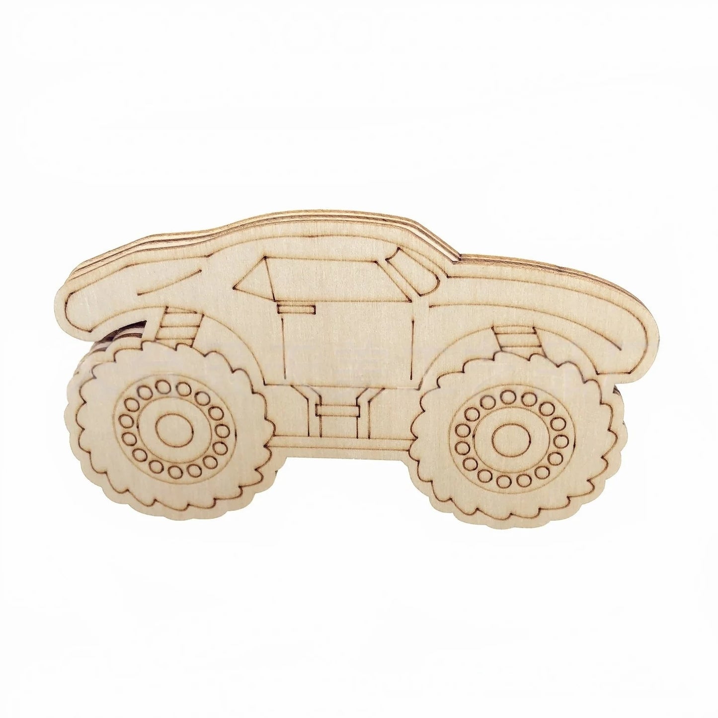 12pcs Unfinished Wood Monster Truck Cutouts, Wooden Craft Shapes