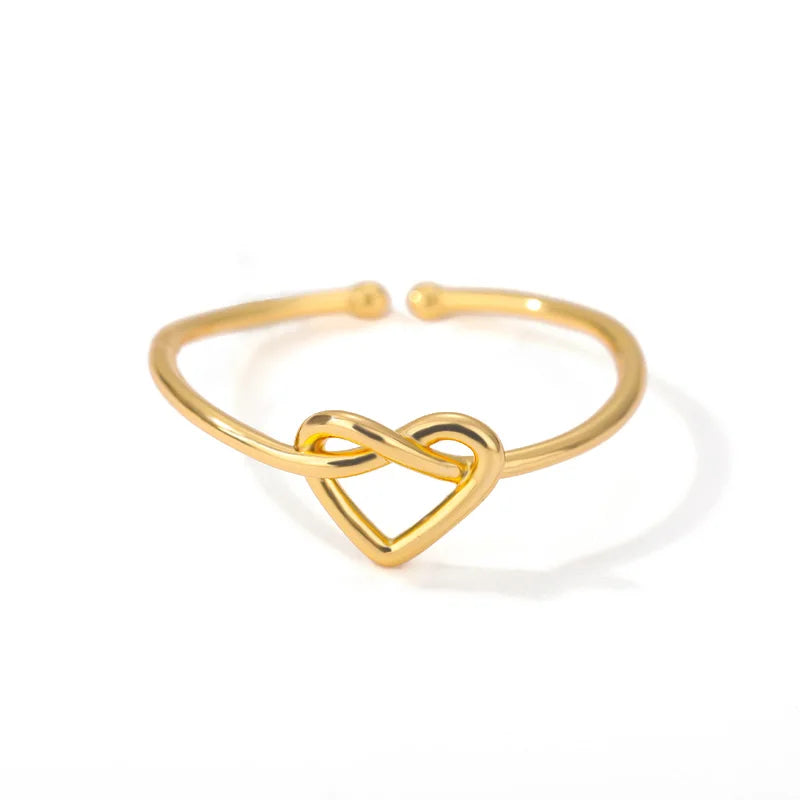 Stainless Steel Knot Heart Ring Adjustable Ring