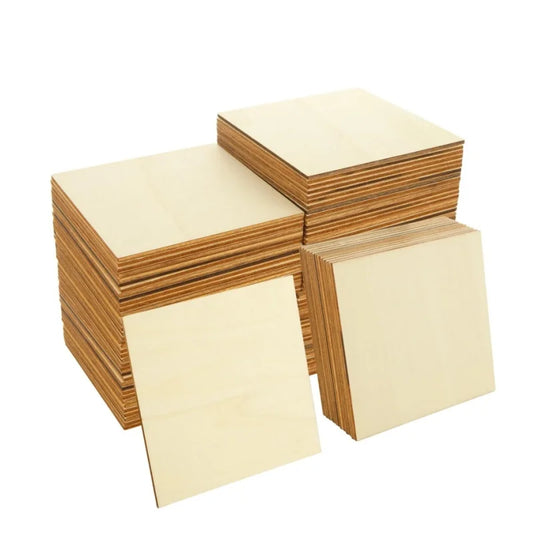 50/100pcs 8/10cm Unfinished Flat Wooden Squares for Crafts, Blank Wood Pieces, Crafting, DIY