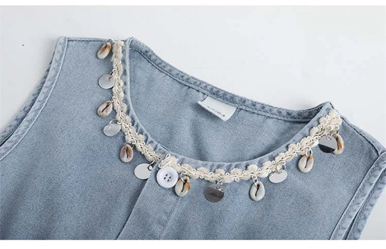 Girls Light Blue Denim Tiered Dress – Sleeveless Country Style Ruffle Chambray Dress for Young Girls & Tweens